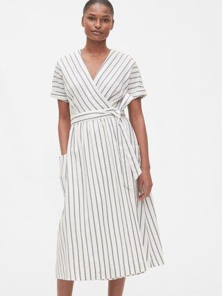 Short Sleeve Wrap-Front Dress in Linen-Cotton | Gap (US)