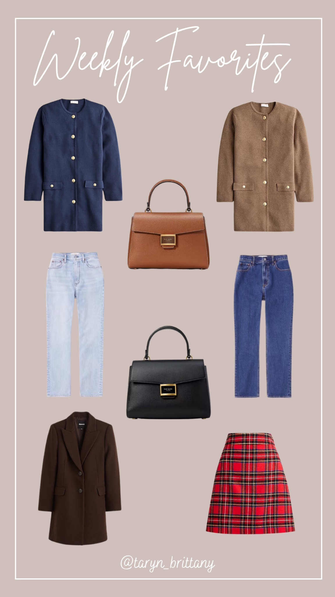 Weekly Favorites/Best Sellers ❤️

Navy cardigan 
Brown cardigan 
Light wash jeans 
Dark wash jeans 
Abercrombie jeans 
Top handle bag 
Brown coat 
Tartan plaid mini skirt 

#LTKSeasonal #LTKSaleAlert #LTKItBag