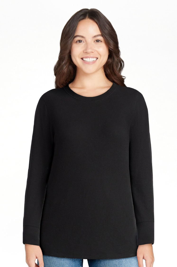 Time and Tru Women's Thermal Tee with Long Sleeves, Size XS-XXXL | Walmart (US)