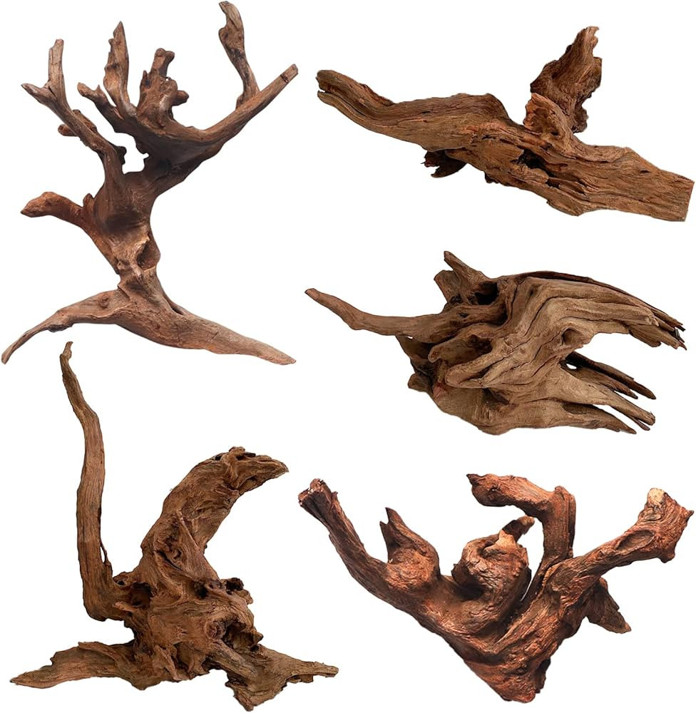 5 Pcs Driftwood Branches Aquarium Wood Decoration Natural Fish Tank Habitat Decor Wood for Lizard... | Amazon (US)