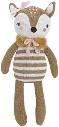 Cuddle Me Deer 100% Cotton Knitted Plush Toy, Penelope, Brown/Pink | Amazon (US)