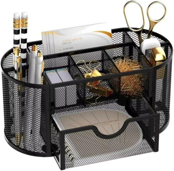 KC Brasil Porta Lápis Organizador Mesa Escritório 9 Divisórias Aramado Preto | Amazon (BR)