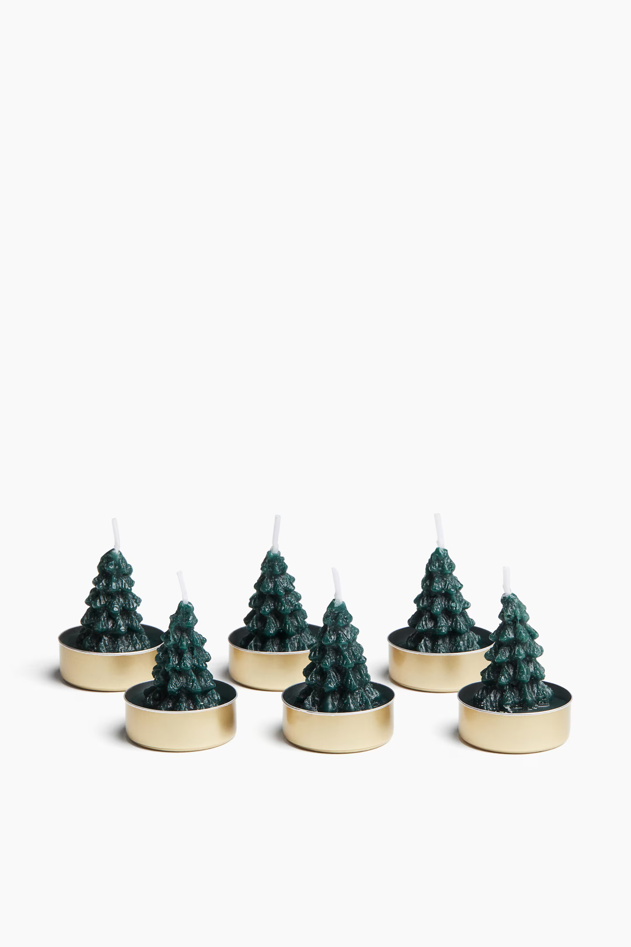 6-pack tree-shaped tealights - Dark green/fir trees - Home All | H&M US | H&M (US + CA)