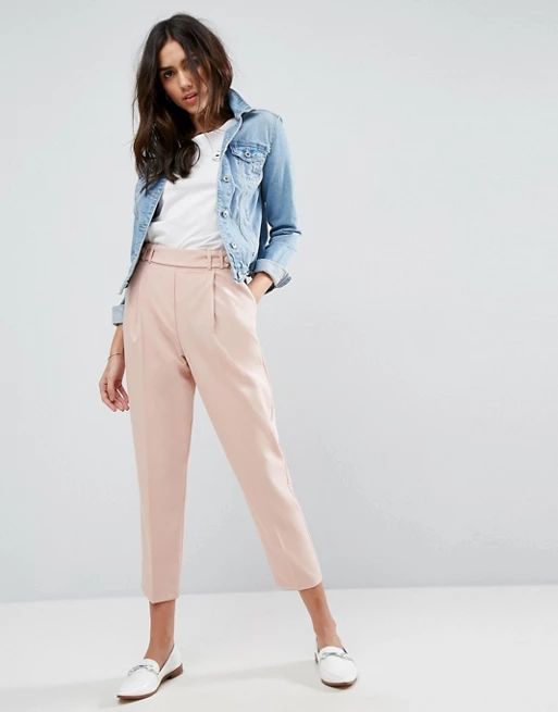ASOS Tailored Pleat Front High Waist Tapered PANTS with Button & Tab Detail | ASOS US