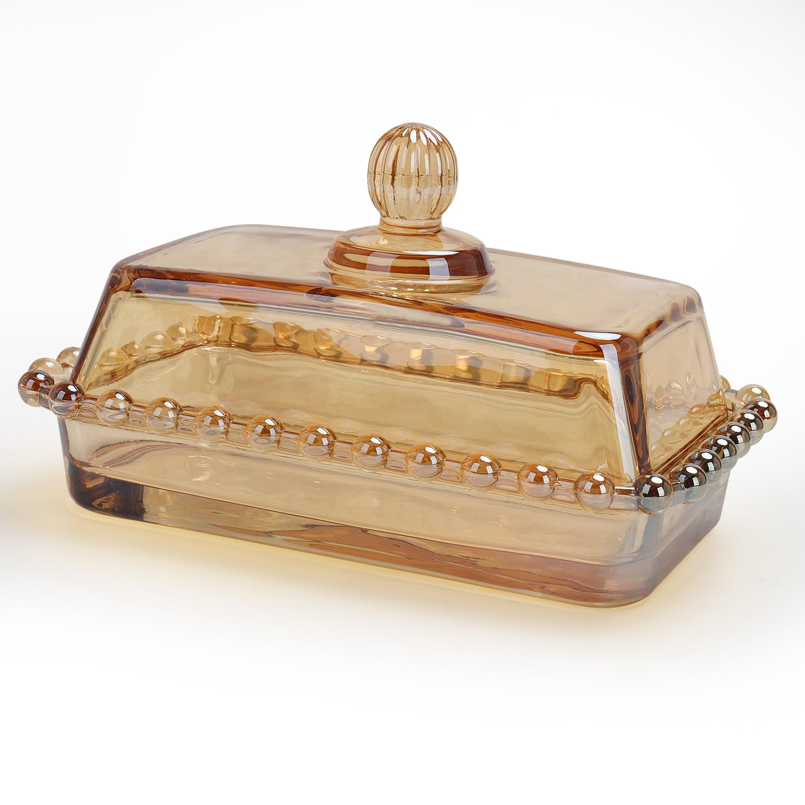 Glass Vintage Butter Dish With Lid For Countertop Amber Crystal Butter Holder Container Keeper Tr... | Amazon (US)