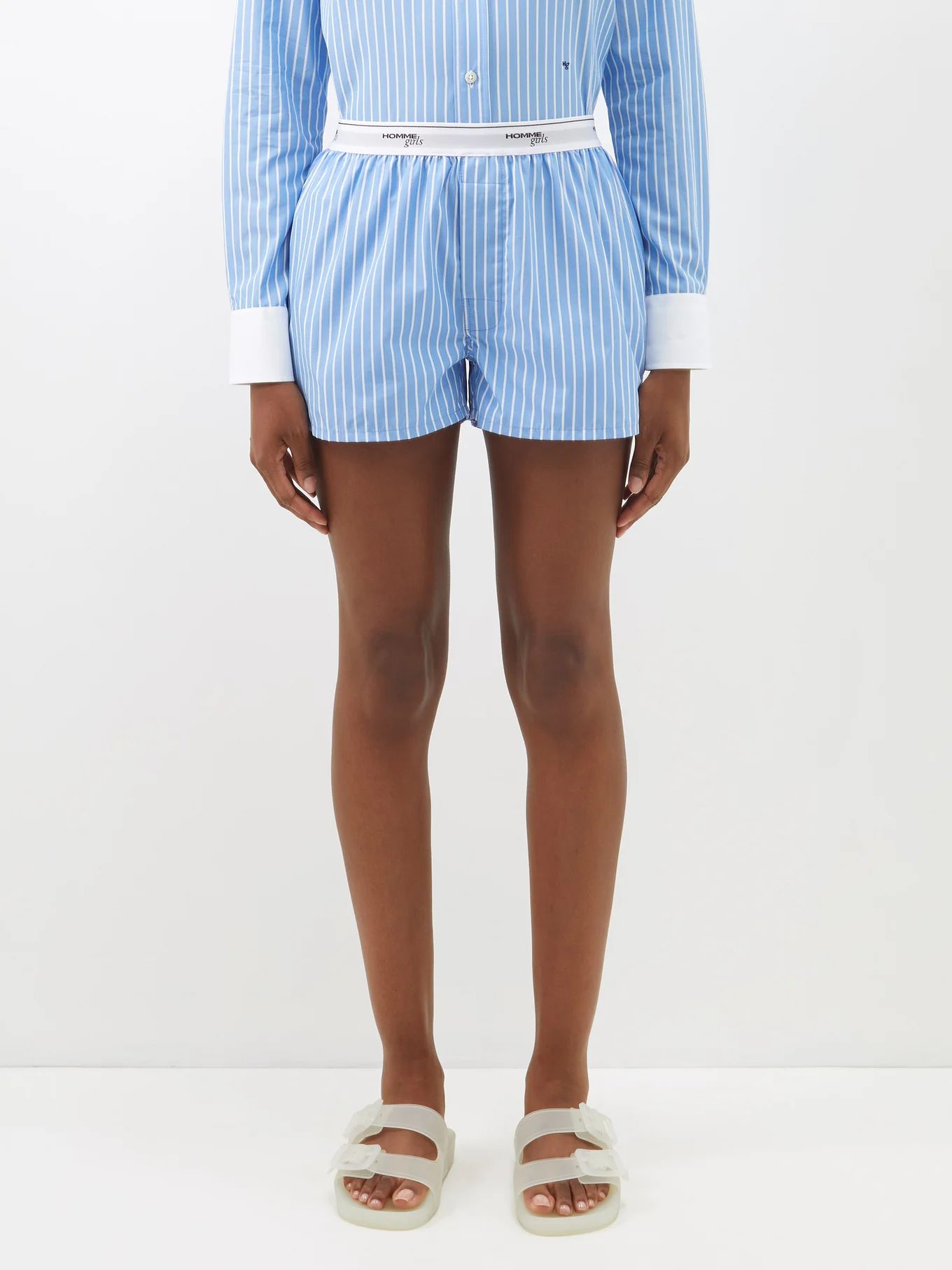 Striped cotton boxer shorts | HommeGirls | Matches (UK)