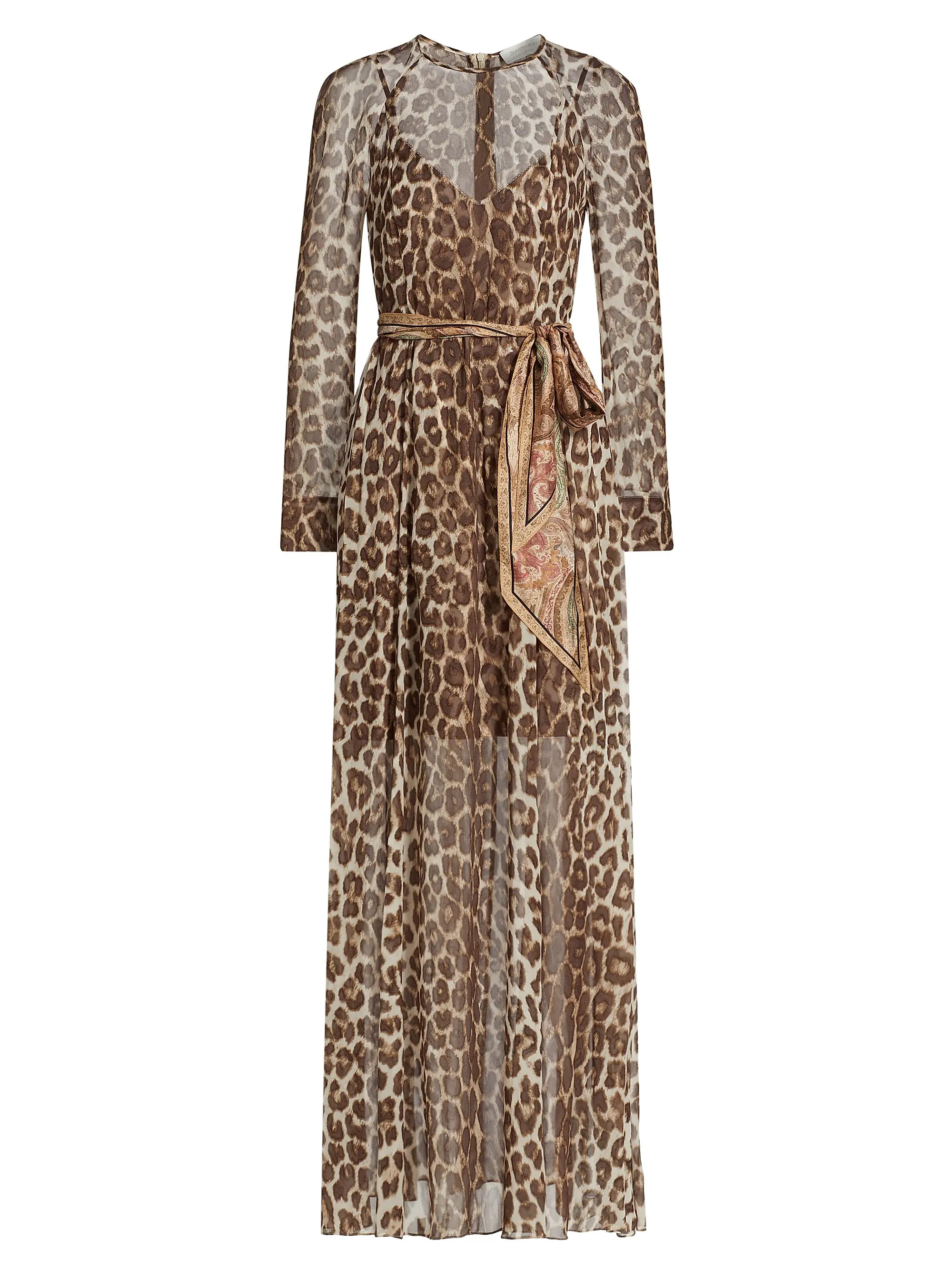 Leopard Print Long-Sleeve Maxi-Dress | Saks Fifth Avenue