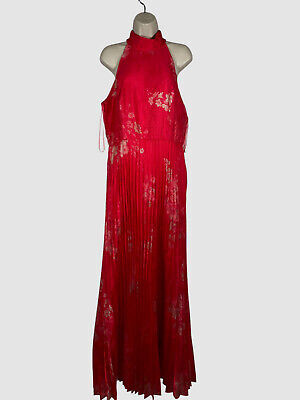 Taylor Women's Pink Floral-Print Pleated Gown Dress Size 14 | eBay US