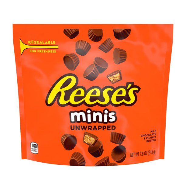 REESE'S Mini Milk Chocolate Peanut Butter Cups Candy, Unwrapped, 7.6 oz Pack - Walmart.com | Walmart (US)