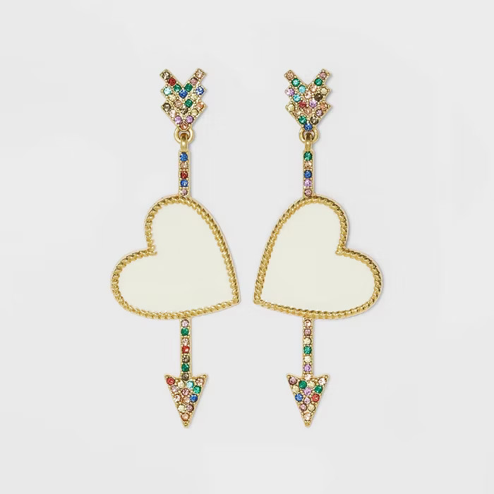 SUGARFIX by BaubleBar Crystal Arrow Heart Drop Earrings | Target