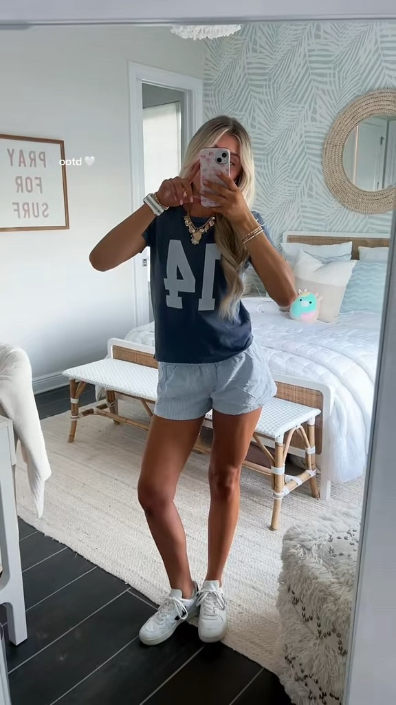 casual & sporty outfit of the day! love the boxer shorts this season paired with a cute tank or tee 🤍⭐️ would be so cute for coffee & spring baseball games as well!

#LTKWatchNow #LTKStyleTip