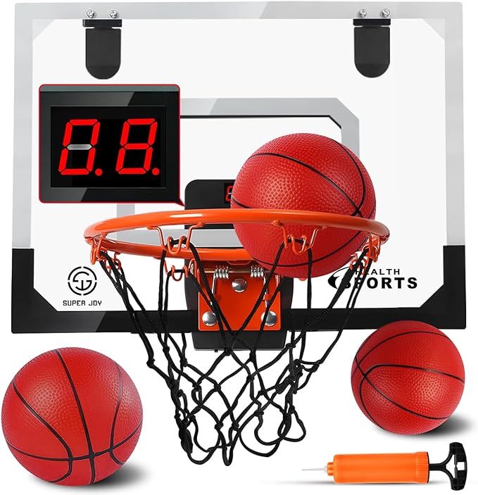 Door Basketball Hoop with Electronic Scoreboard Room Basketball Hoop Over The Door Indoor Basketb... | Amazon (US)