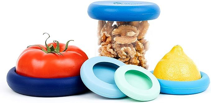 Food Huggers Reusable Silicone Food Savers Set of Five - Patented Product (Ice Blue) | Amazon (US)