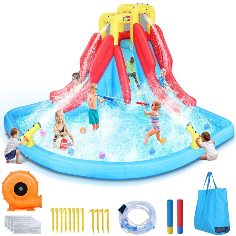 151.97" x 174.02" Inflatable with Water Slide and Air Blower | Wayfair North America