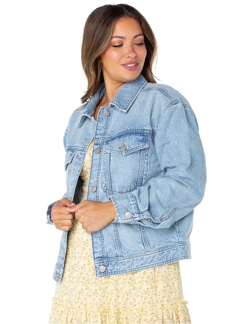 Celebrity Pink Women's Oversized Denim Jacket, Sizes XS-XXXL | Walmart (US)