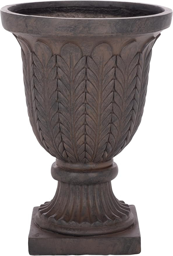 SAFAVIEH Outdoor Patio Furniture Collection - Apollo Brown Planter Pot, Magnesium Oxide, Pedestal... | Amazon (US)