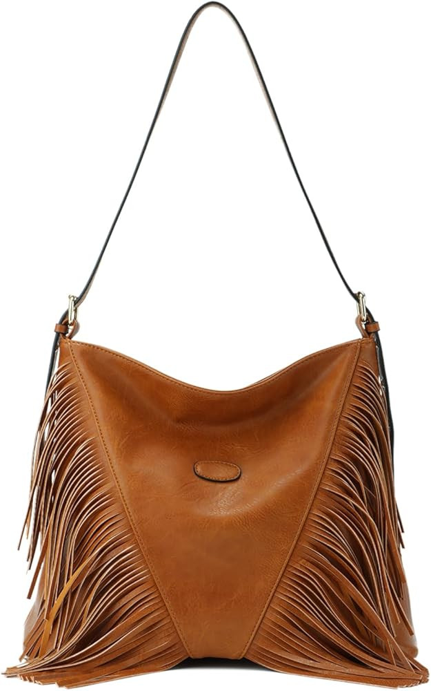 Vintage Fringe Shoulder Bags For Women Tassle Hobo Bags Large Crossbody Fringe Purse | Amazon (US)