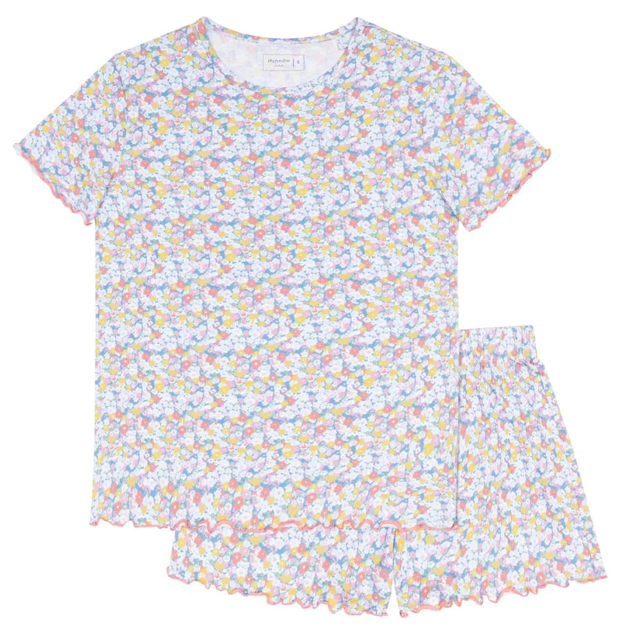 women's jasmine blossom shirt and short pima pajamas set | Minnow