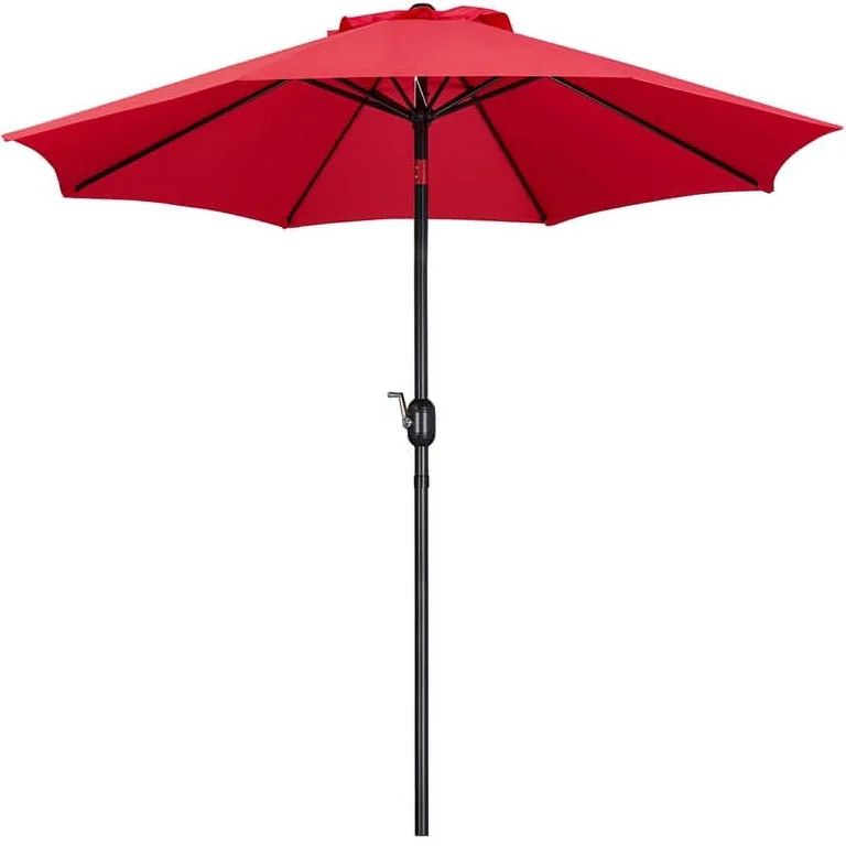 Alden Design 9 Foot Patio Umbrella with Crank and Push Button to Tilt, Red | Walmart (US)