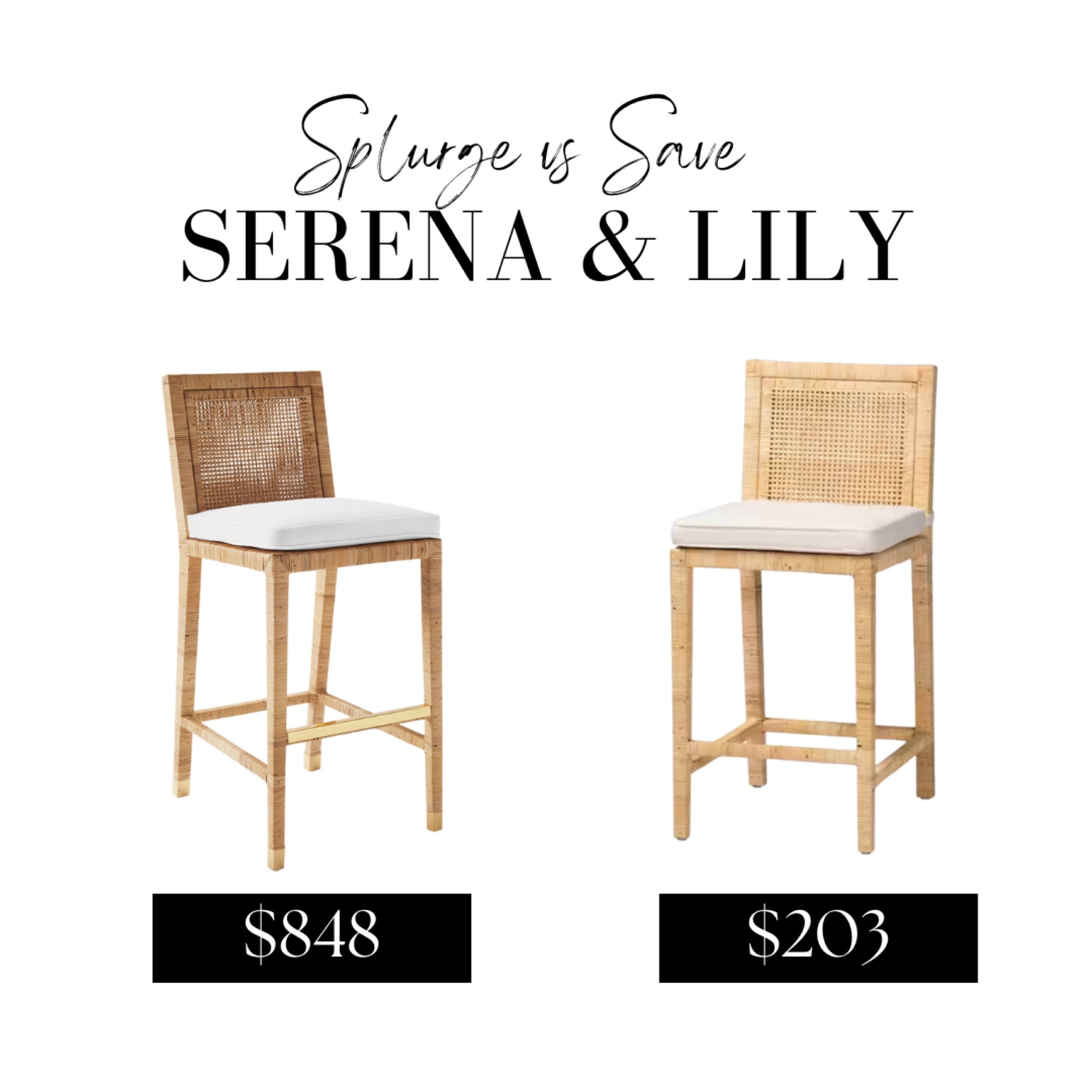 Serena and Lily look for less! Save vs splurge, Serena and Lily counter stools

#LTKHome