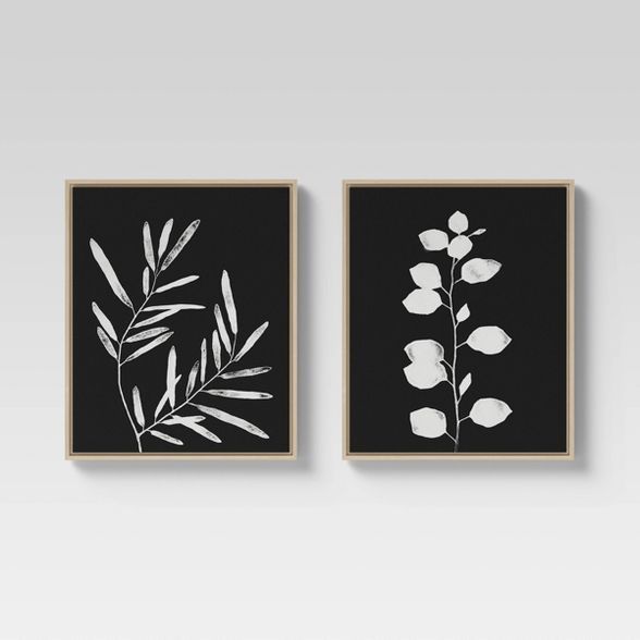 (Set of 2) 16" x 20" Ferns Decorative Wall Canvas Black - Threshold™ | Target