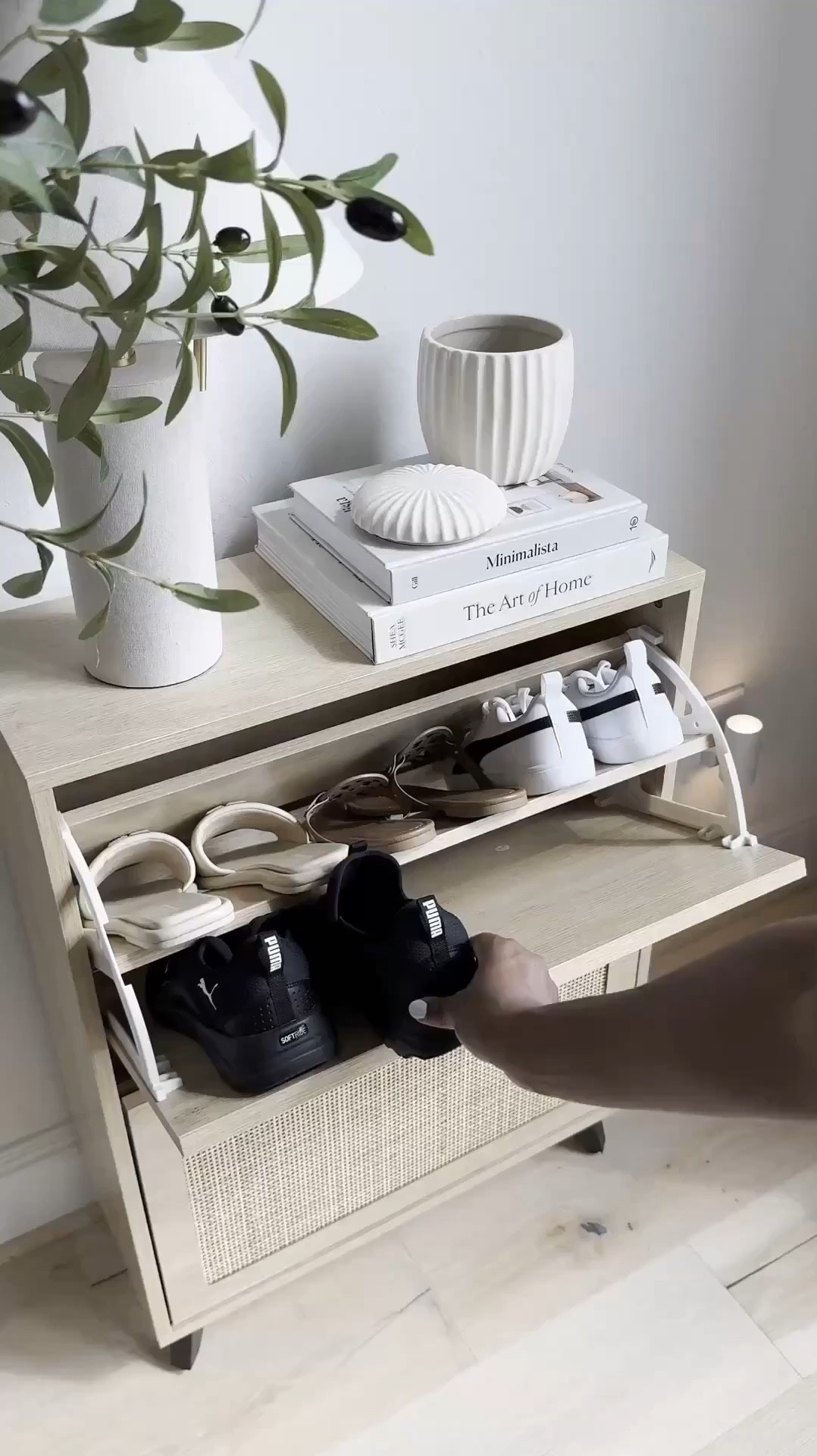Double win! 🎉 Create an entryway that's both functional AND stylish! 💡 I'm obsessed with these slim stage cabinets - only 9 inches deep and 23 inches wide, making them perfect for cozy entryways. Plus, you can place them next to each other to create more space! 🎉 The best part? You can store your shoes sideways or forwards, whatever works best for you! 👠👡

#LTKStyleTip
#LTKHome #LTKSaleAlert