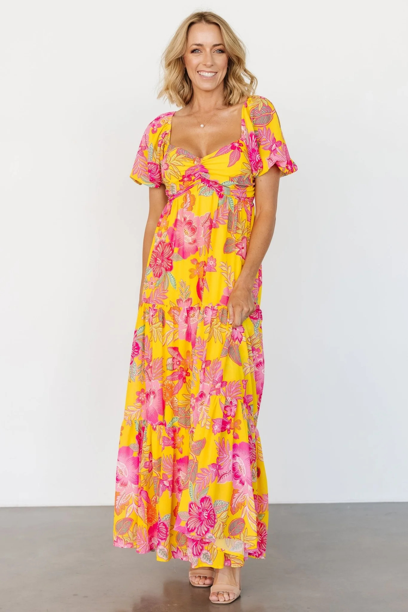 Darla Maxi Dress | Yellow + Pink Floral | Baltic Born