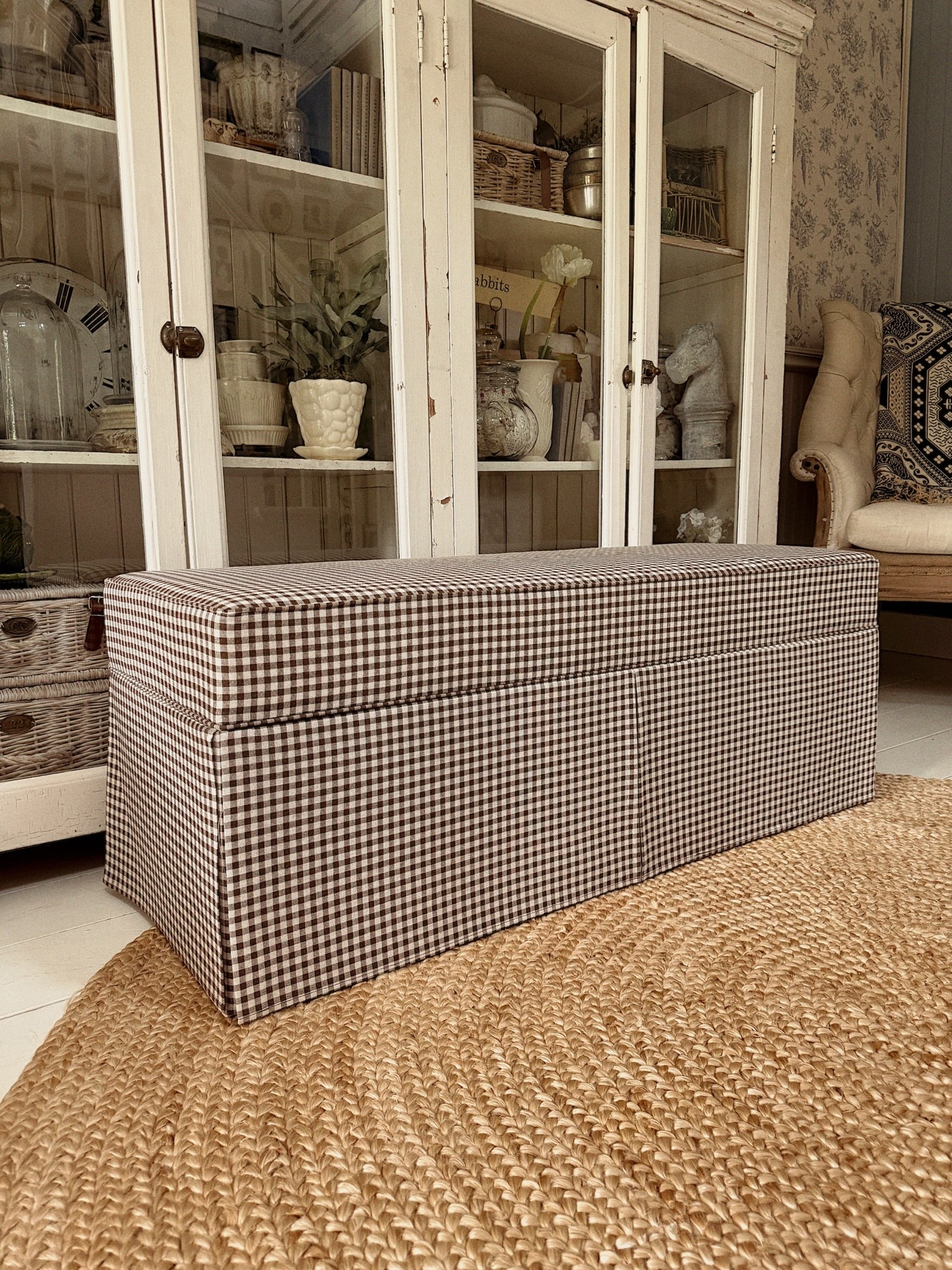 Cozy cottage gingham skirted 
Storage bench that’s under $200!!! 🤎

#LTKSaleAlert #LTKHome
