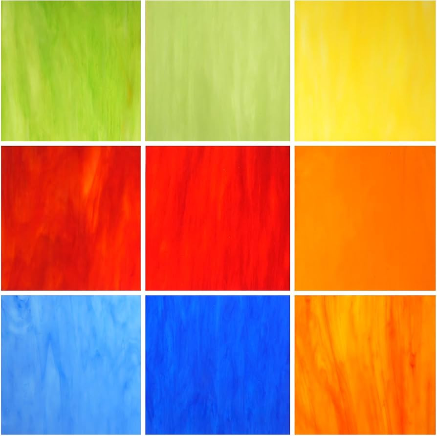 9 Sheets,Stained Glass, 6 x 6 Inch Cathedral Art Glass, Mosaic Glass Supplies for Crafts, Assorte... | Amazon (US)