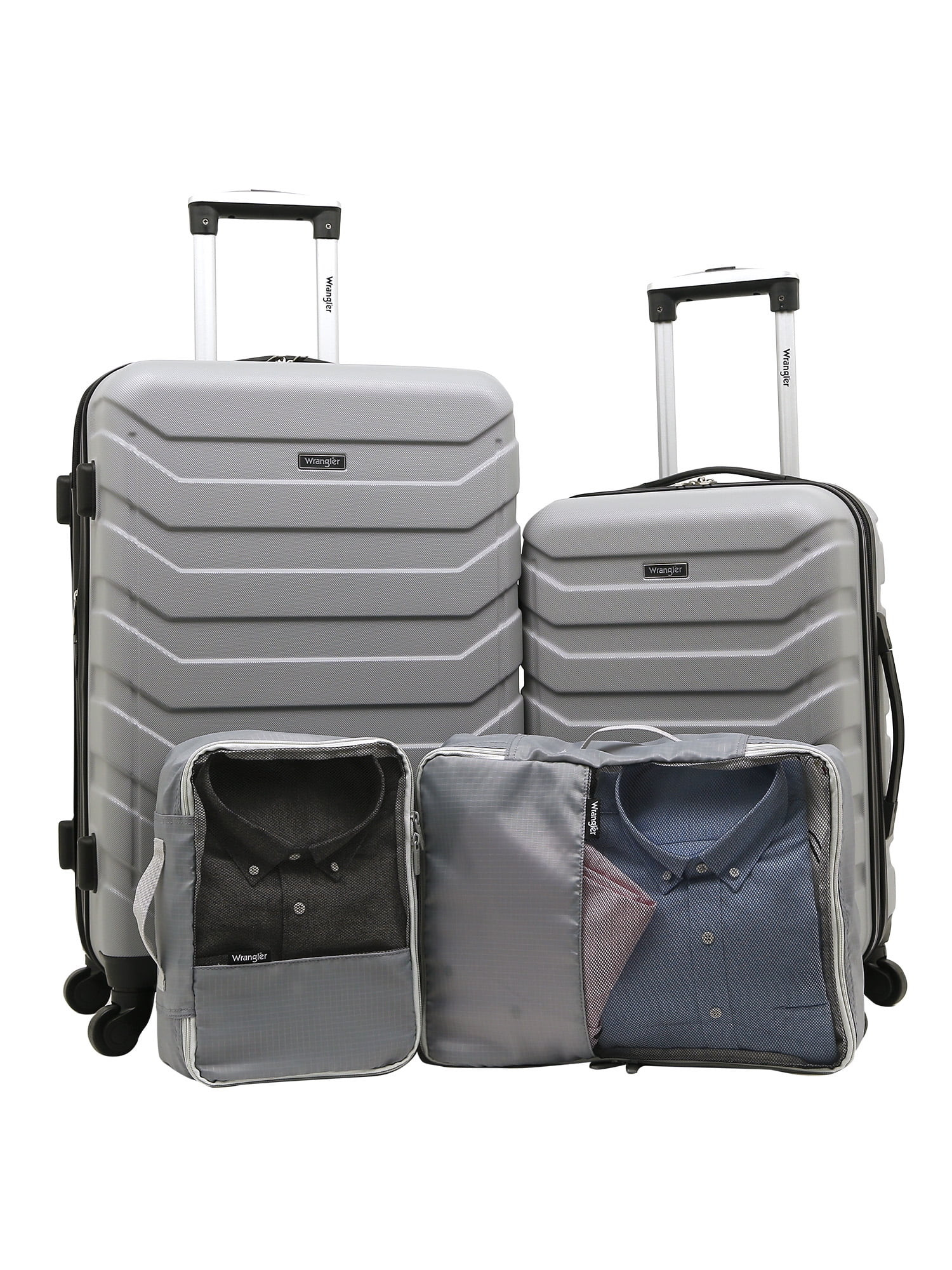 Wrangler 4 Piece Rolling Hardside Luggage Set, Sharkskin - Walmart.com | Walmart (US)