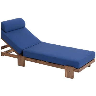 U_Style 78.8'' Outdoor Patio Chaise Lounge Chair, Acacia Wood Adjustable Recliner with Headrest and Retractable Side Tray, for Terrace, Poolside, Gard | Wayfair North America