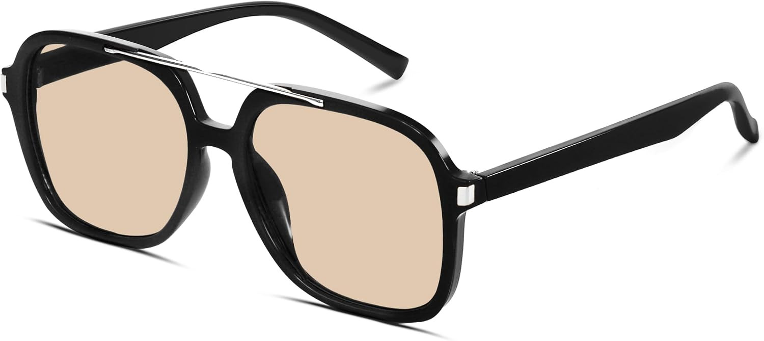 GUVIVI Aviator Sunglasses for Women Men Retro Square 70s Sun Glasses | Amazon (US)