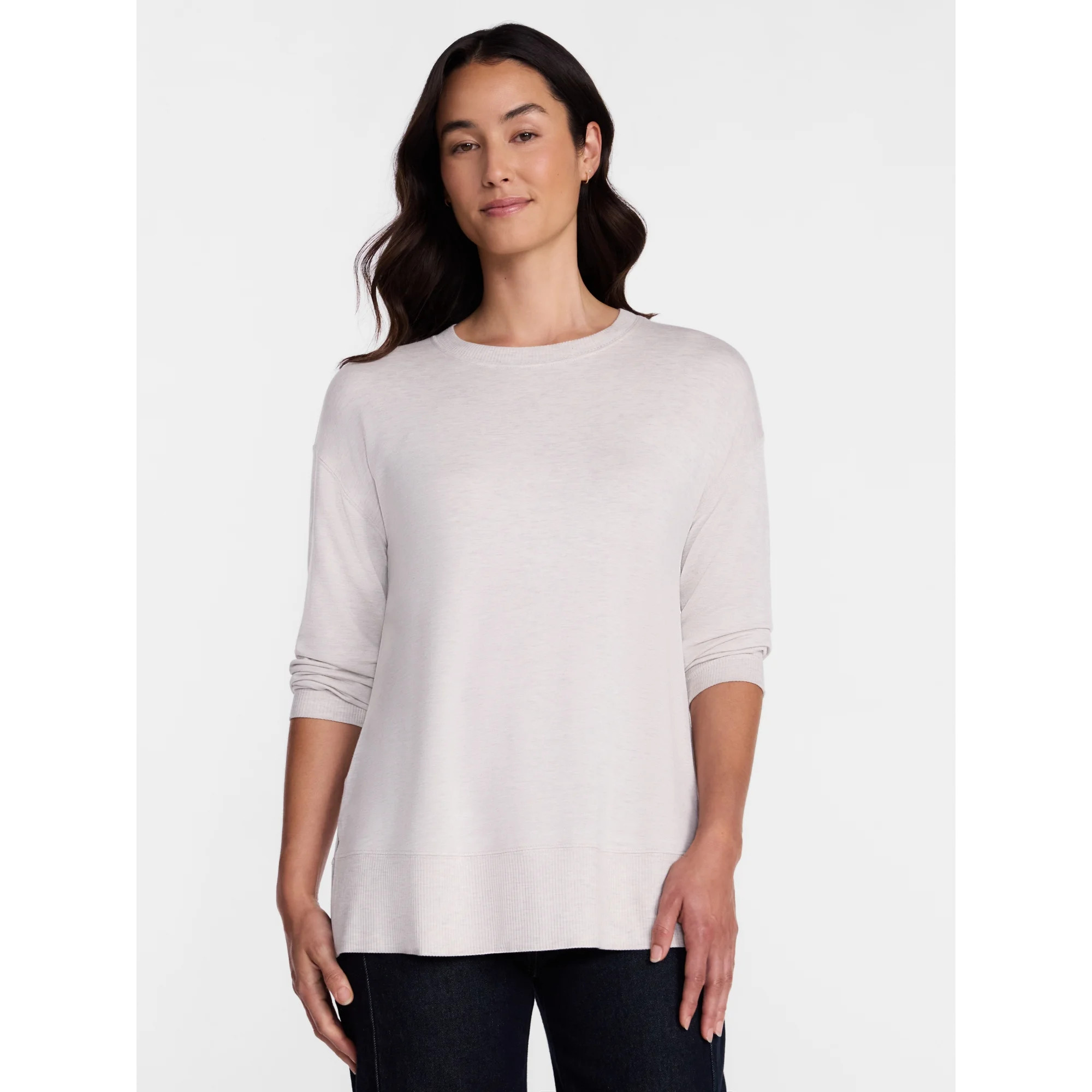 Time and Tru Women's and Women's Plus French Terry Tunic Sweatshirt, Sizes XS-XXXL | Walmart (US)