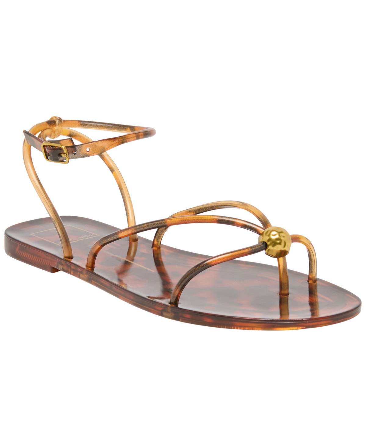 Dolce Vita Women's Kenley Vinyl Strappy Jewelry Stud Flat Sandals - Tortoise Jelly | Macy's
