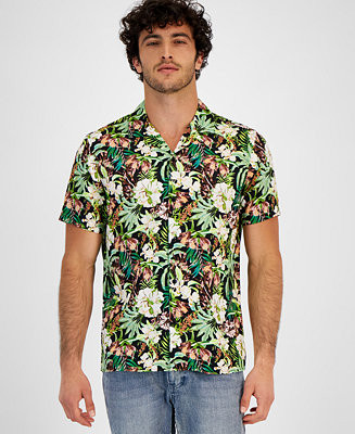 I.N.C. International Concepts Men's Tropical-Print Regular-Fit Short-Sleeve Shirt, Created for Ma... | Macys (US)