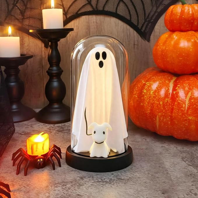 Halloween Decor,Light Up Ghost in Glass Cloche-for Party Home Indoor | Amazon (US)