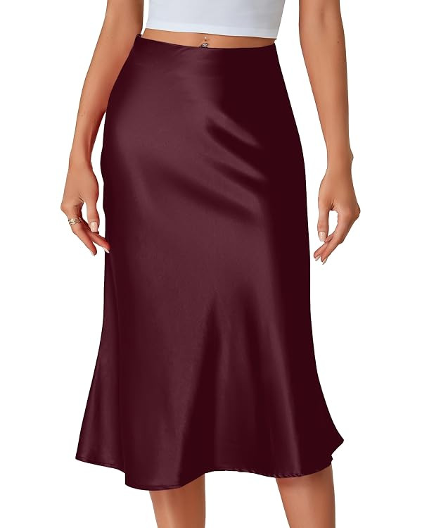 LYANER Women's Satin Silky Midi Skirt | Amazon (US)