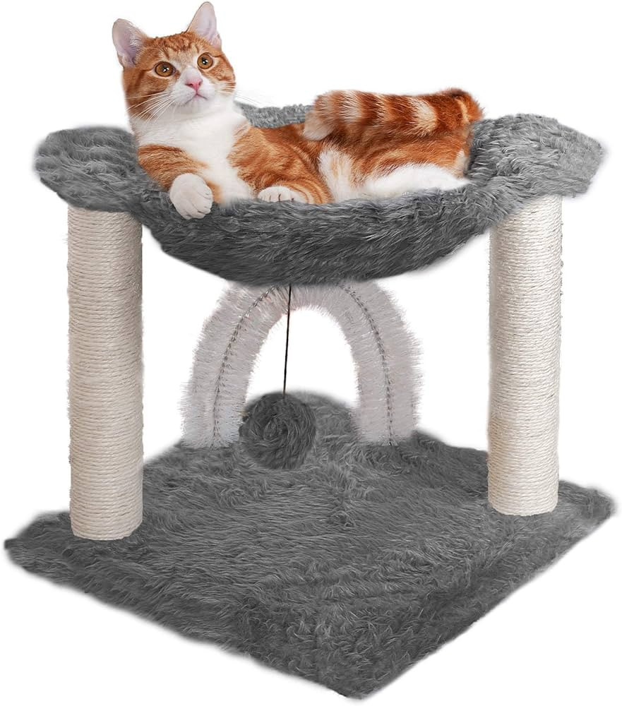 Furhaven 15.75" Tall Playground for Indoor Cats, Ft. Sisal Scratching Posts, Self-Grooming Brush,... | Amazon (US)