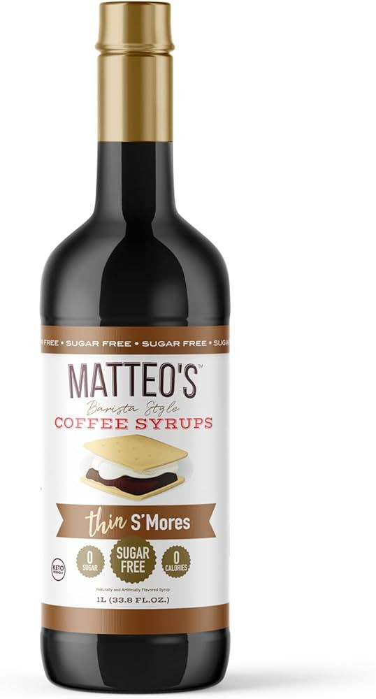 Matteo's Barista Style Sugar-Free Coffee Syrup, Thin S'more Flavour, Zero Calories and Sugar, Ket... | Amazon (US)
