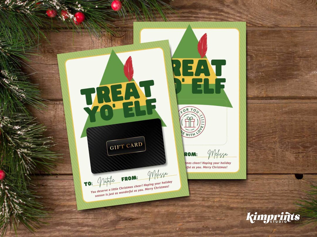 Elf Christmas Gift Card Holder, Treat Yo Elf Christmas Gift Idea, Elf Themed Printable Teacher Gi... | Etsy (US)