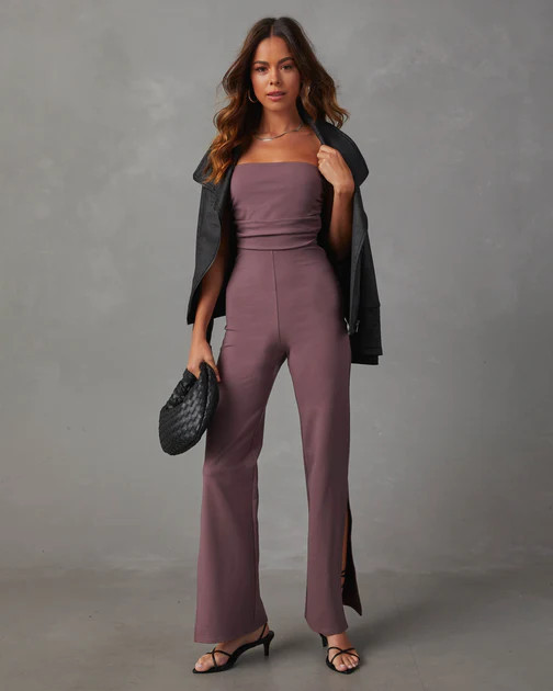 Deep In My Soul Strapless Knit Jumpsuit - Dark Mauve | VICI