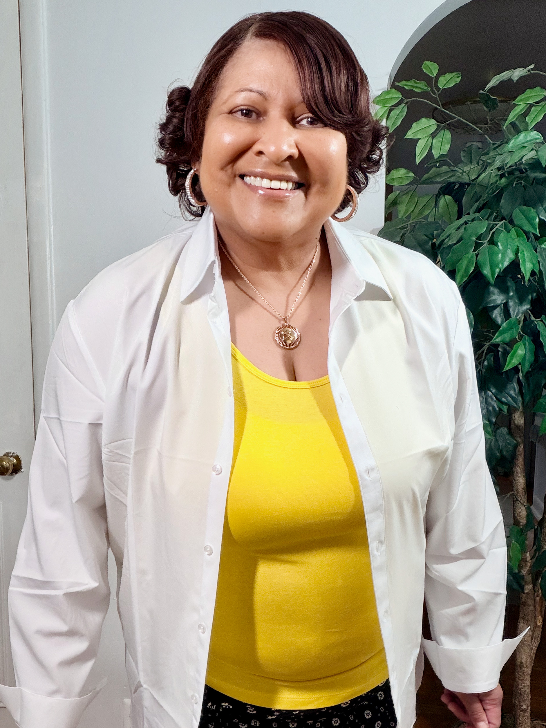 I usually work from home but today I'm heading into the office for a presentation.  The button up shirt helps me transition a work from home set to this professional outfit that's super comfy and work appropriate.

#businesscasualworkwear

#LTKootd #LTKPlusSize #LTKWorkwear