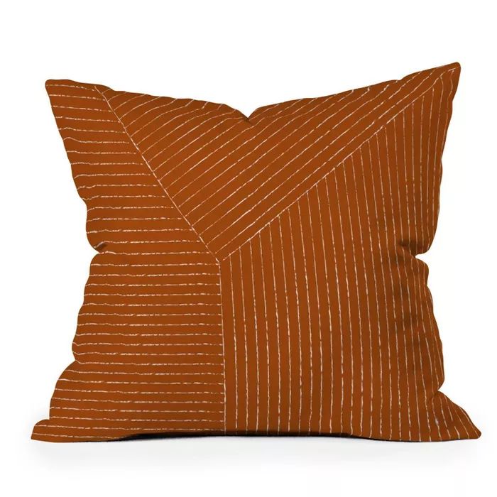 16&#34;x16&#34; Summer Sun Home Art Lines Square Throw Pillow Rust - Deny Designs | Target