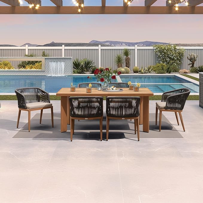 PURPLE LEAF 7 Pieces Outdoor Dining Set Patio Furniture Set Aluminum Wicker Rattan Patio Table an... | Amazon (US)