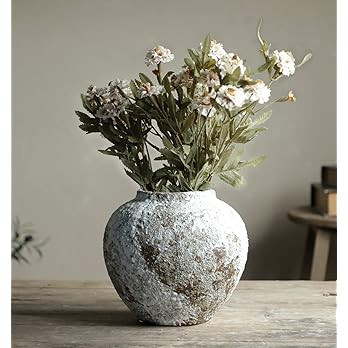 YSNCIDAN Rustic Ceramic Circular Flower Vase, Vintage Floor Tall Vases Farmhouse Decor for Living... | Amazon (US)