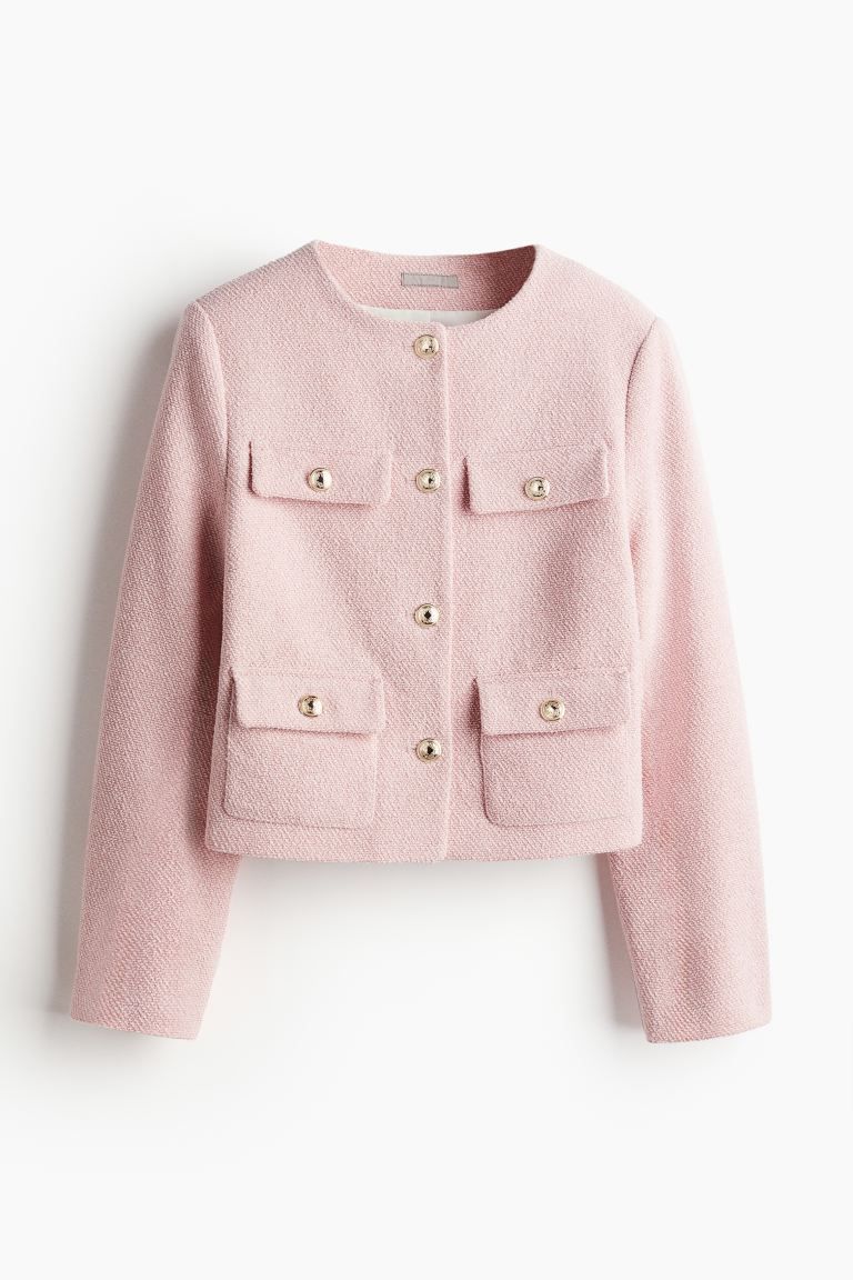 Textured-weave Jacket - Light pink - Ladies | H&M US | H&M (US + CA)