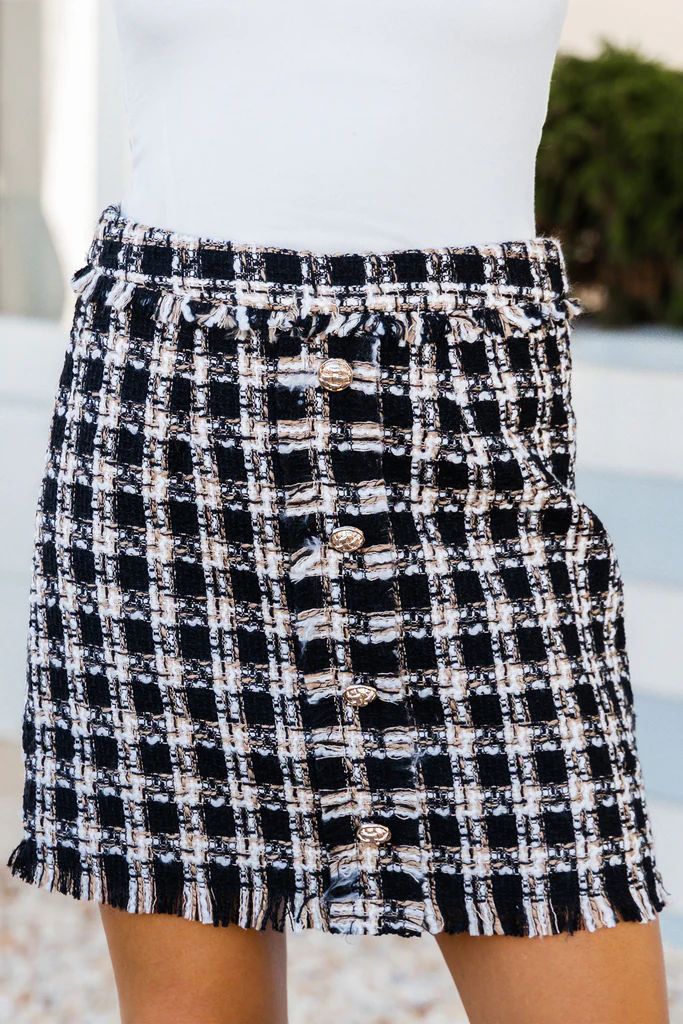 The Time Is Right Black Plaid Skirt | The Mint Julep Boutique