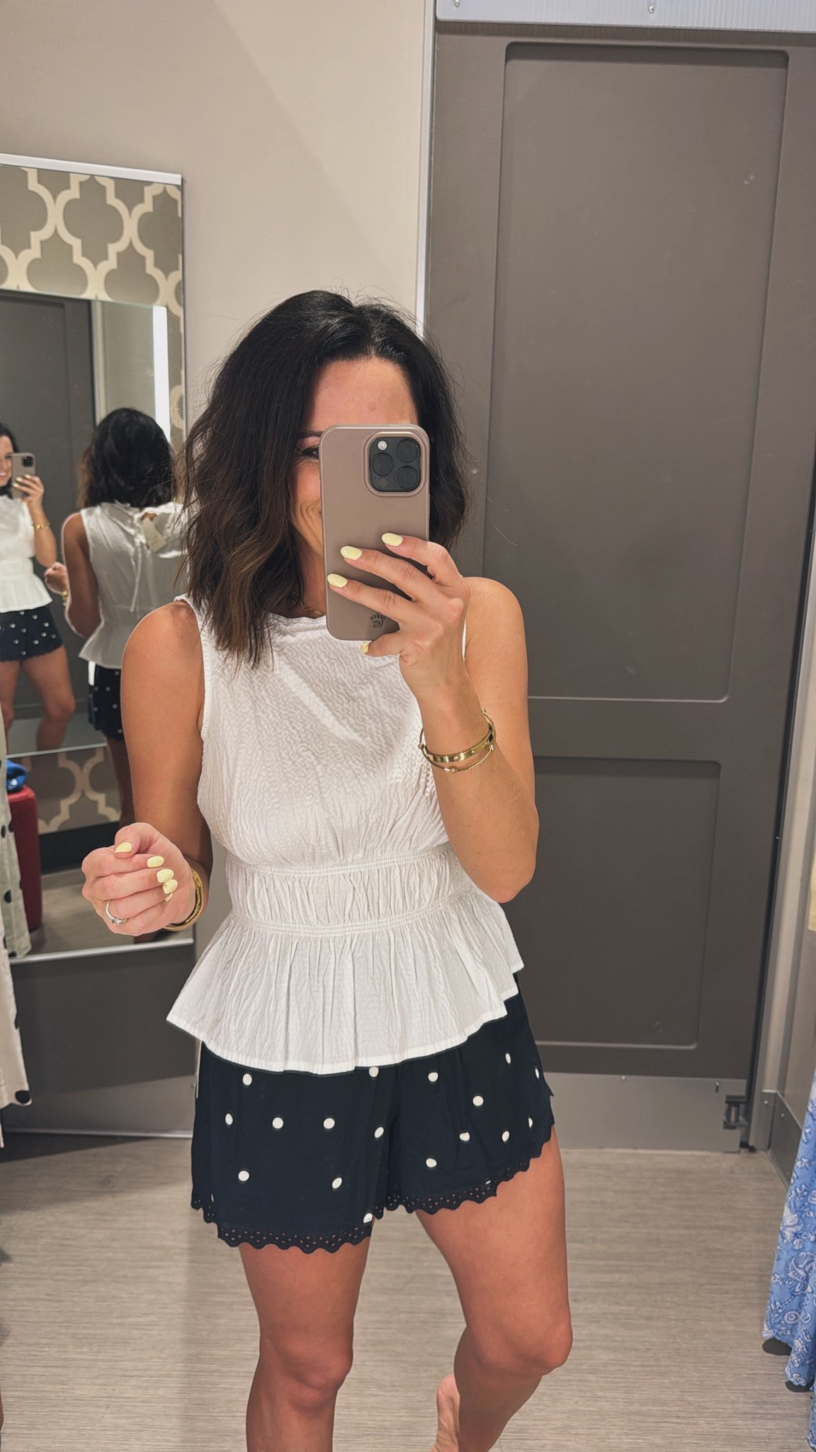 Love this white top! so versatile! can be styled so many ways I just paired it with these black polka dot shorts. So classy and chic and so easy!

#targetstyle #springoutfit #casualchic #miniskirtoutfit #everydaystyle #summeroutfit #ltkstyle #ltkfinds
