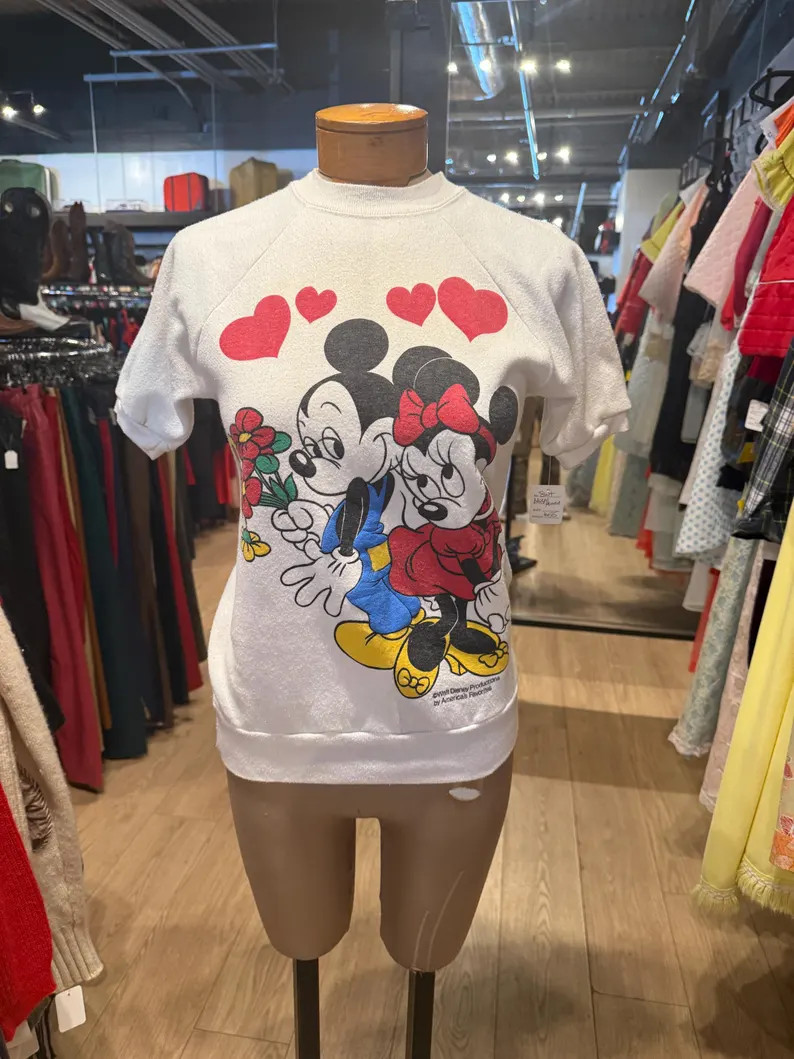 80\u2019s Vintage Mickey & Minnie Short Sleeve Sweatshirt | Etsy (Global)