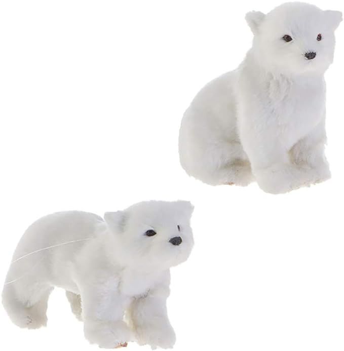 RAZ Imports Polar Bear Figurine/Christmas Ornaments — Set of 2 Faux Fur Ornaments | Amazon (US)